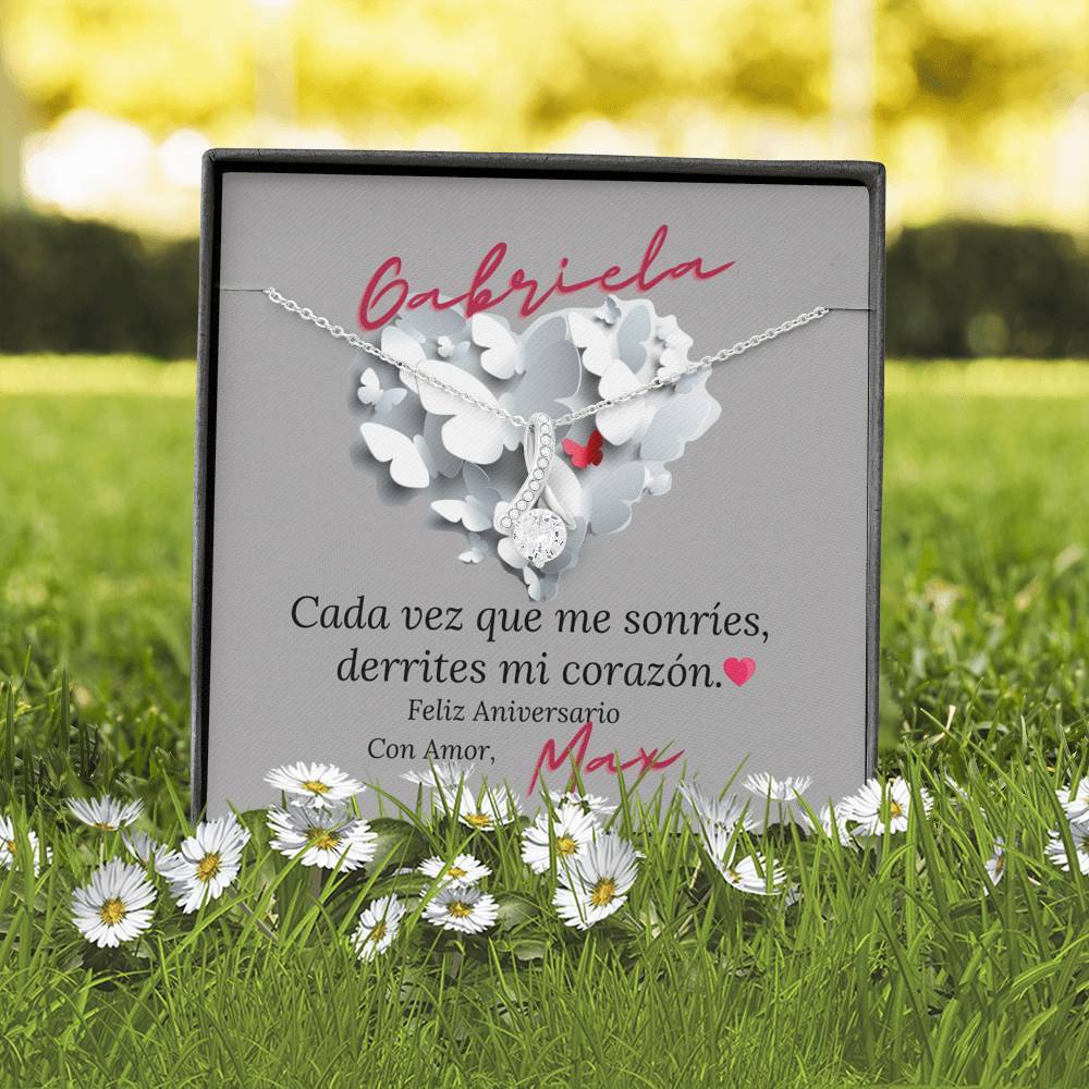 Regalo de Aniversario para tu esposa. Collar con piedra y lazo. Jewelry 