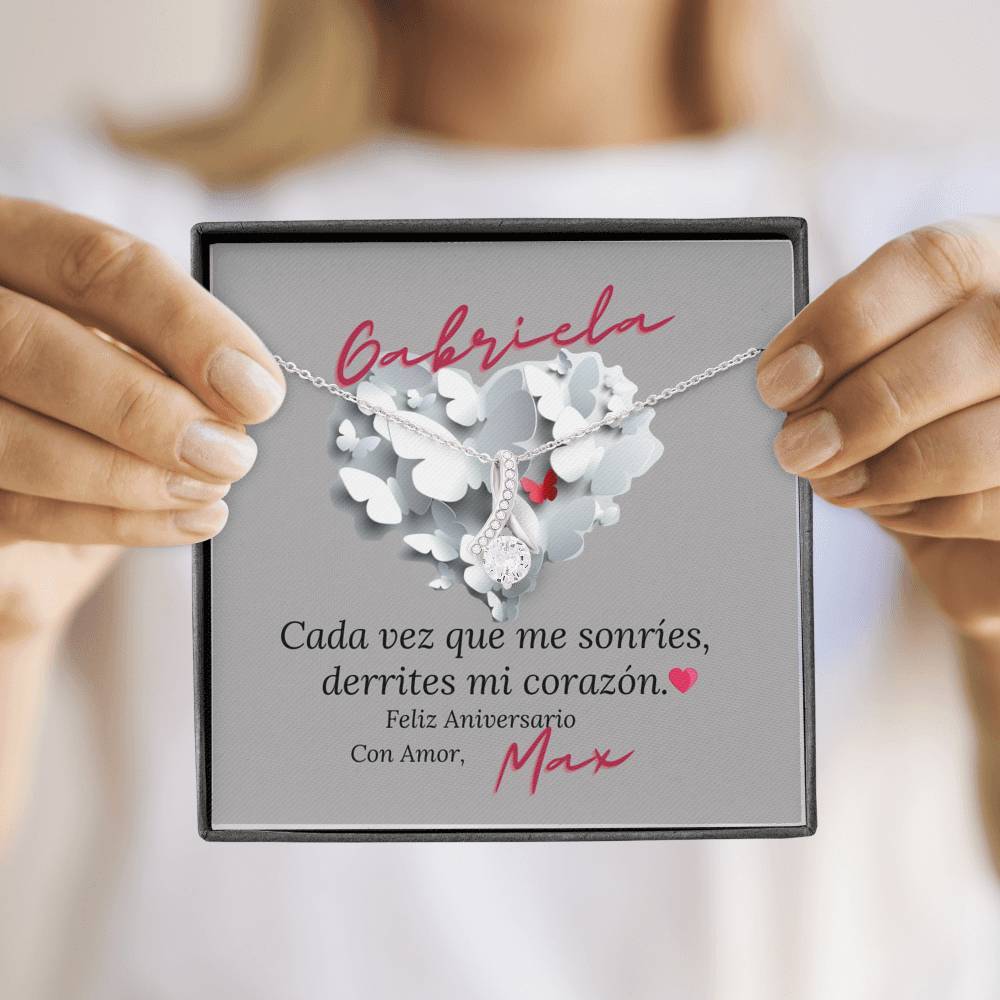 Regalo de Aniversario para tu esposa. Collar con piedra y lazo. Jewelry 