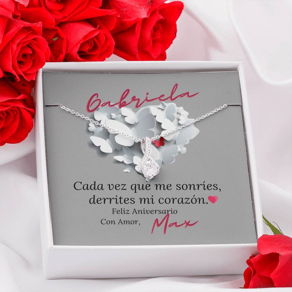 Regalo de Aniversario para tu esposa. Collar con piedra y lazo. Jewelry 