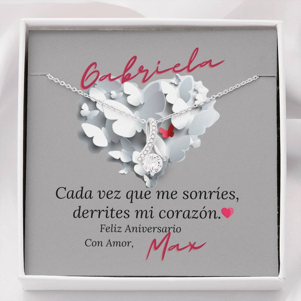 Regalo de Aniversario para tu esposa. Collar con piedra y lazo. Jewelry 