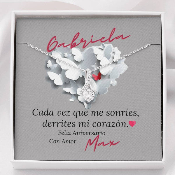 Regalo de Aniversario para tu esposa. Collar con piedra y lazo. Jewelry 