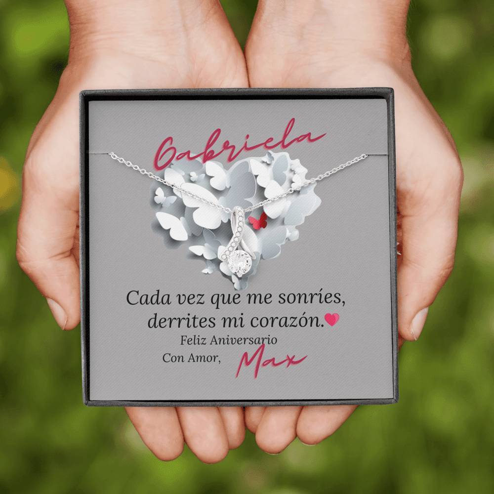 Regalo de Aniversario para tu esposa. Collar con piedra y lazo. Jewelry 