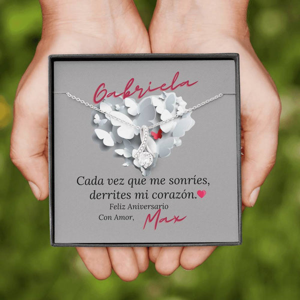 Regalo de Aniversario para tu esposa. Collar con piedra y lazo. Jewelry 