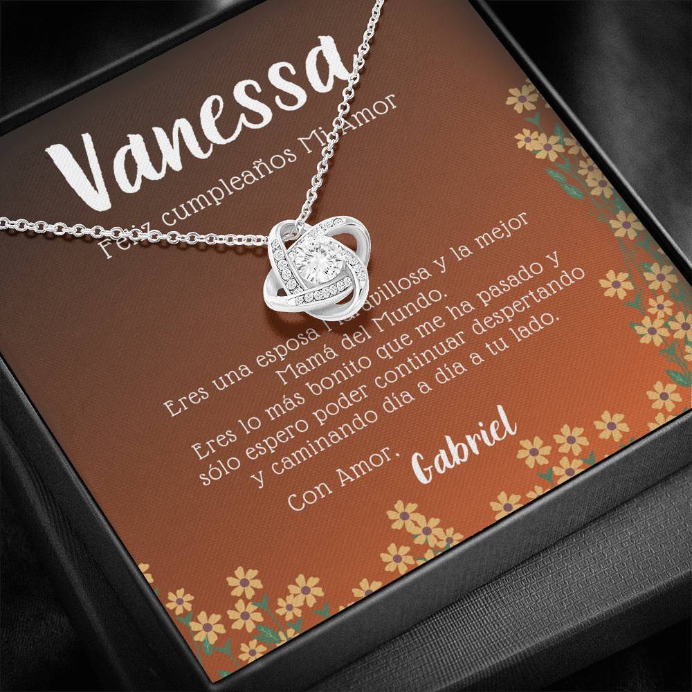 Regalo de cumpleaños para Esposa. Collar Nudo Amor. Personaliza la tarjeta con los nombres Jewelry/LoveKnot 