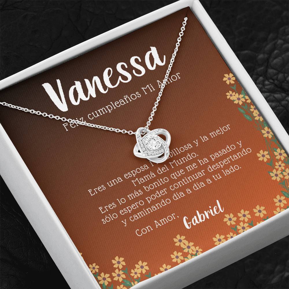 Regalo de cumpleaños para Esposa. Collar Nudo Amor. Personaliza la tarjeta con los nombres Jewelry/LoveKnot 