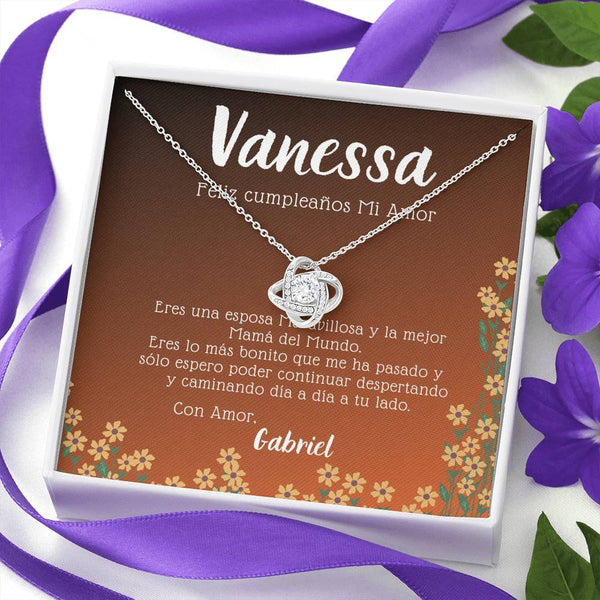 Regalo de cumpleaños para Esposa. Collar Nudo Amor. Personaliza la tarjeta con los nombres Jewelry/LoveKnot 
