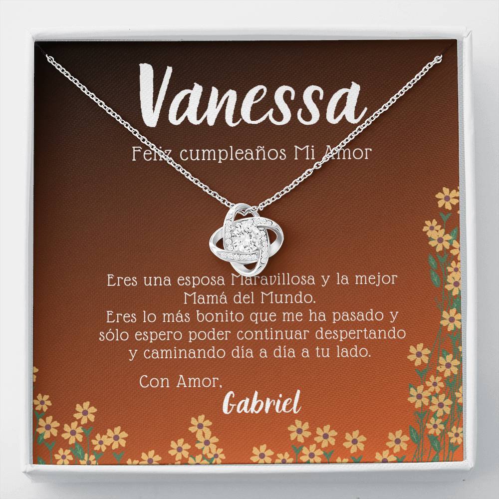 Regalo de cumpleaños para Esposa. Collar Nudo Amor. Personaliza la tarjeta con los nombres Jewelry/LoveKnot 14K White Gold Finish 