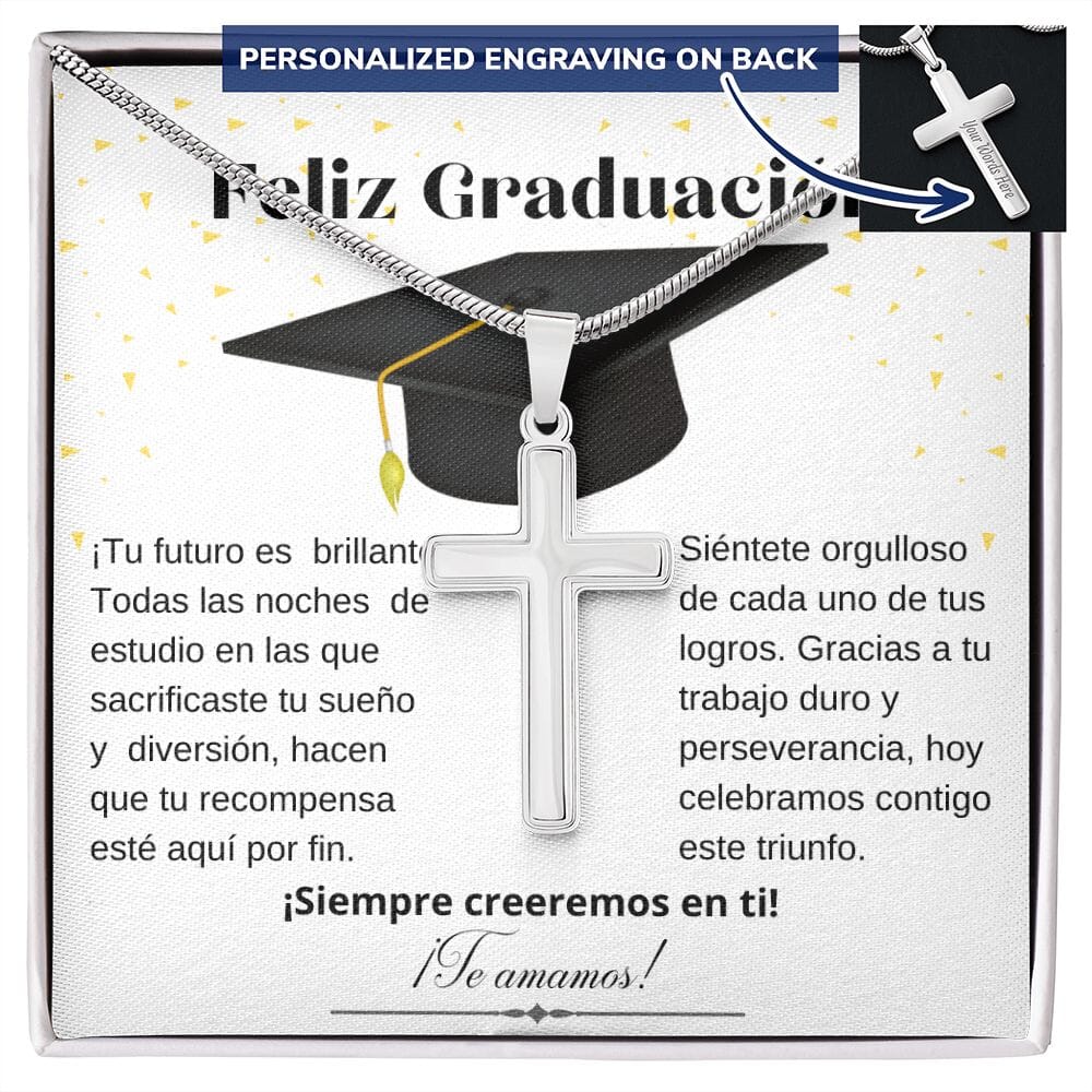Regalo de Graduación para Hijo- Nieto- Sobrino - Collar con Cruz Grabada Jewelry/EngravedCross ShineOn Fulfillment Caja de Regalo Incluida 