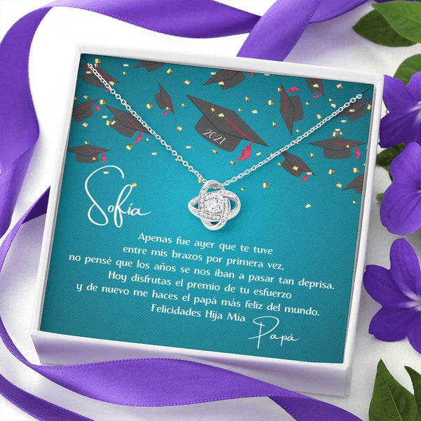 Regalo de Graduación una Hija de Papá - Collar Love Knot con tarjeta personalizada Jewelry/LoveKnot 