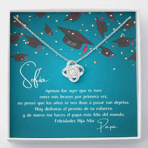 Regalo de Graduación una Hija de Papá - Collar Love Knot con tarjeta personalizada Jewelry ShineOn Fulfillment Caja Estándar Incluida 
