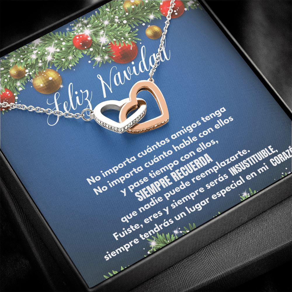 Regalo de Navidad para tu mejor AMIGA - ...siempre tendrás un lugar en mi corazón. - Collar Dos corazones Interconectados Jewelry Caja de Regalo Incluida 