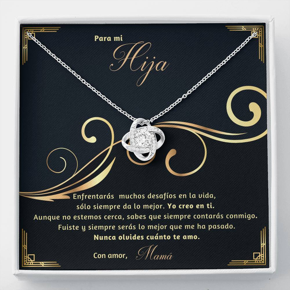 Regalo Especial para Hija -Sobrina- Ahijada - Hermana - Hijastra… Collar Personalizable Nudo Amor Jewelry/LoveKnot 14K White Gold Finish 