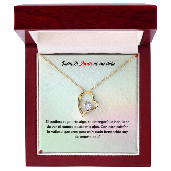 Regalo Eterno de Amor - Collar Amor por Siempre Jewelry ShineOn Fulfillment Acabado en Oro Amarillo de 18 quilates. Cajita de Lujo con Luz Led 