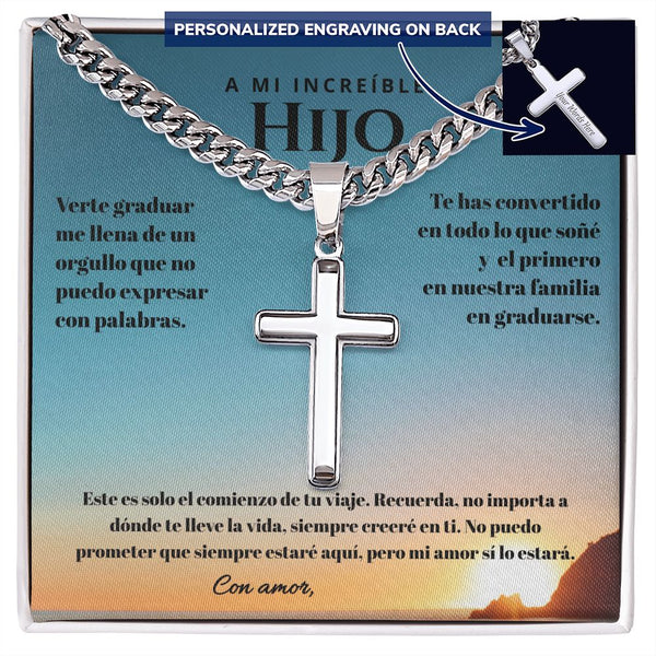 Regalo Inolvidable para un Hijo Valioso - Cadena Personalizada de Graduación Jewelry Caja Estándar Incluida Polished Stainless Steel 