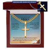 Regalo Inolvidable para un Hijo Valioso - Cadena Personalizada de Graduación Jewelry Caja de lujo de madera Mahogany con luz LED 18K Yellow Gold Finish 