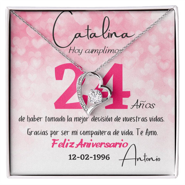 Regalo para Aniversario de Bodas - Collar para regalar a la mujer de tu vida - Collar Por Siempre Amor Jewelry 14k White Gold Finish Standard Box 