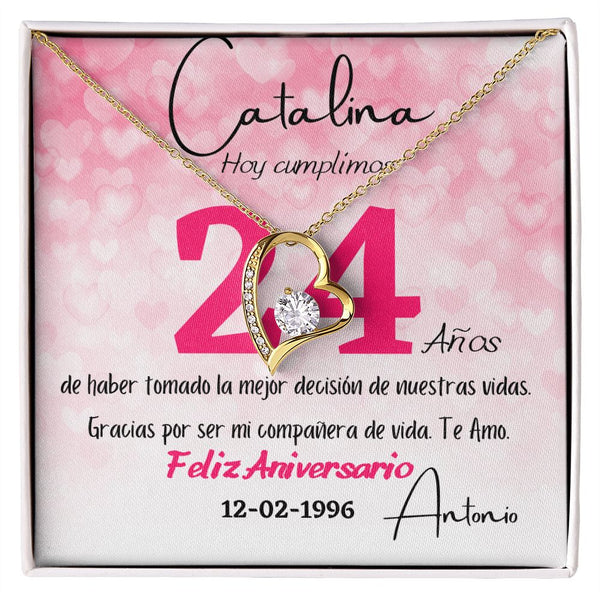 Regalo para Aniversario de Bodas - Collar para regalar a la mujer de tu vida - Collar Por Siempre Amor Jewelry 18k Yellow Gold Finish Standard Box 