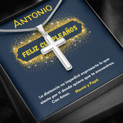 Regalo para celebrar el cumpleaños de tu Hijo - Nieto - Sobrino- ahijado - hermanoCollar con Cruz y tarjeta personalizada. Jewelry/EngravedCross 