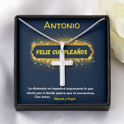 Regalo para celebrar el cumpleaños de tu Hijo - Nieto - Sobrino- ahijado - hermanoCollar con Cruz y tarjeta personalizada. Jewelry/EngravedCross 
