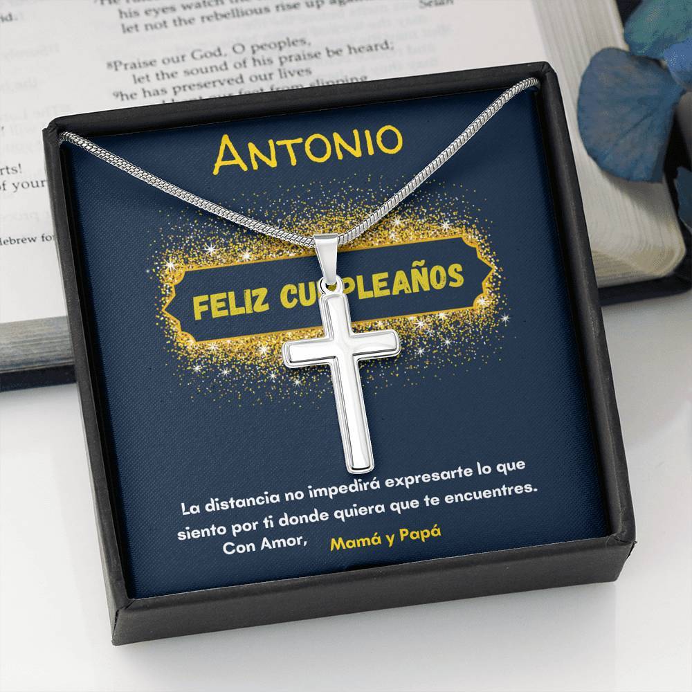 Regalo para celebrar el cumpleaños de tu Hijo - Nieto - Sobrino- ahijado - hermanoCollar con Cruz y tarjeta personalizada. Jewelry/EngravedCross 