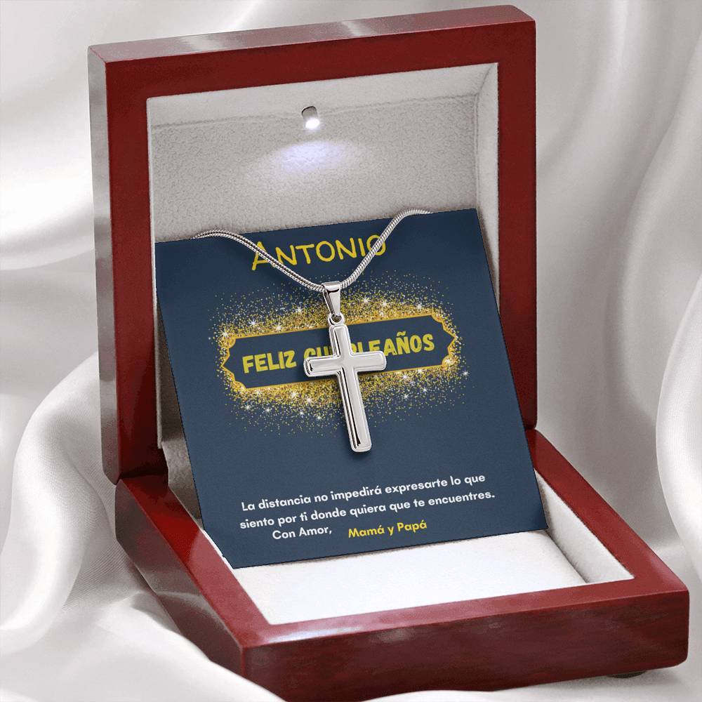 Regalo para celebrar el cumpleaños de tu Hijo - Nieto - Sobrino- ahijado - hermanoCollar con Cruz y tarjeta personalizada. Jewelry/EngravedCross 