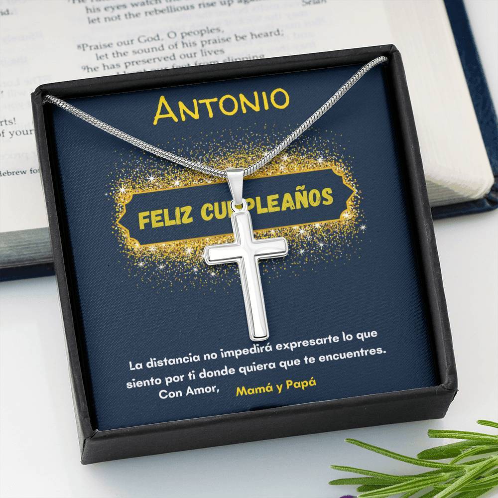 Regalo para celebrar el cumpleaños de tu Hijo - Nieto - Sobrino- ahijado - hermanoCollar con Cruz y tarjeta personalizada. Jewelry/EngravedCross 