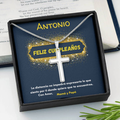 Regalo para celebrar el cumpleaños de tu Hijo - Nieto - Sobrino- ahijado - hermanoCollar con Cruz y tarjeta personalizada. Jewelry/EngravedCross 
