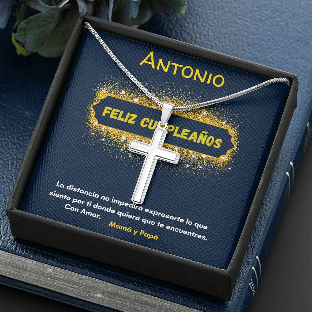 Regalo para celebrar el cumpleaños de tu Hijo - Nieto - Sobrino- ahijado - hermanoCollar con Cruz y tarjeta personalizada. Jewelry/EngravedCross 