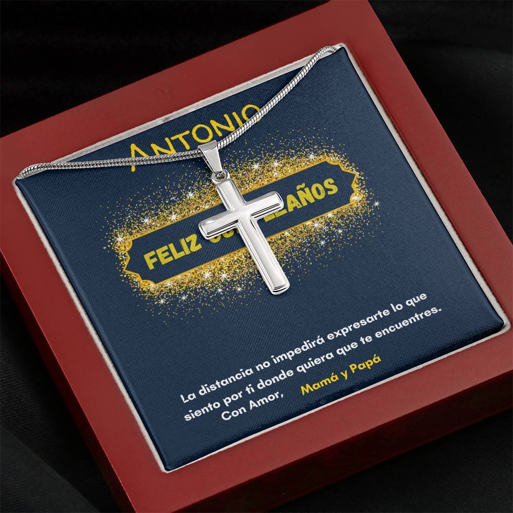 Regalo para celebrar el cumpleaños de tu Hijo - Nieto - Sobrino- ahijado - hermanoCollar con Cruz y tarjeta personalizada. Jewelry/EngravedCross 
