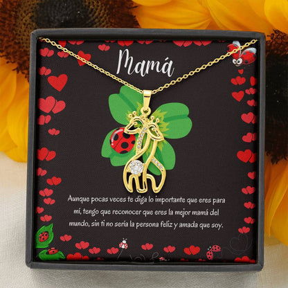 Regalo para dar a Mamá - Collar 2 Jirafas. Personaliza y escribe su nombre o como le dices, Porque ella se merece TODO Jewelry 18K Acabado Oro Amarillo 