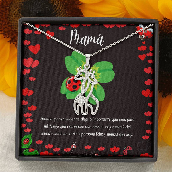 Regalo para dar a Mamá - Collar 2 Jirafas. Personaliza y escribe su nombre o como le dices, Porque ella se merece TODO Jewelry 14K Acabado Oro Blanco 