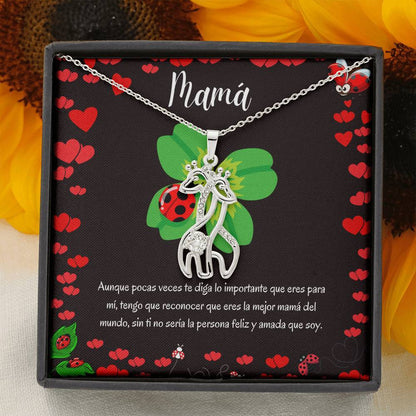 Regalo para dar a Mamá - Collar 2 Jirafas. Personaliza y escribe su nombre o como le dices, Porque ella se merece TODO Jewelry 14K Acabado Oro Blanco 