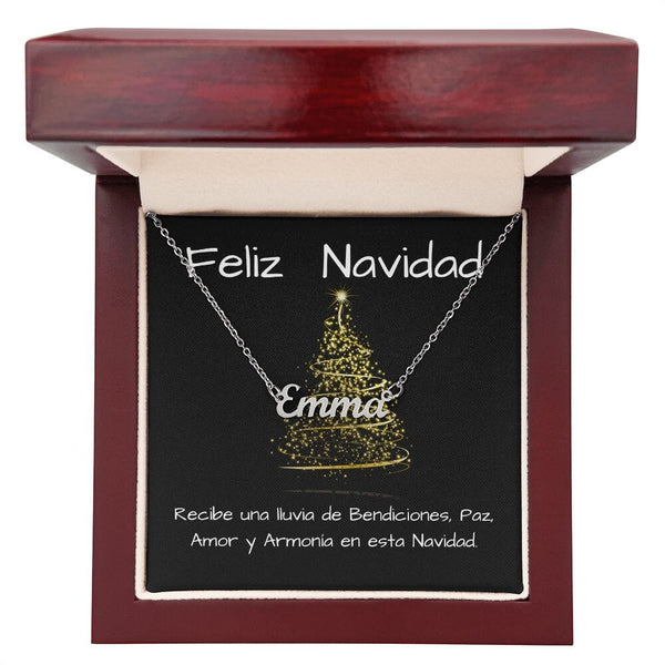 Regalo para dar en Navidad a esa persona amada - Collar con nombre Jewelry Acero inoxidable pulido Caja de Lujo de Madera con LED 
