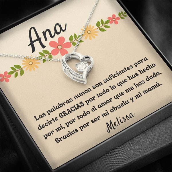 Regalo para Día de la Madre, para una abuela que es tu Mamá - Collar Forever Love con Tarjeta personalizada. Jewelry/ForeverLove 14k Acabado de Oro Blanco 