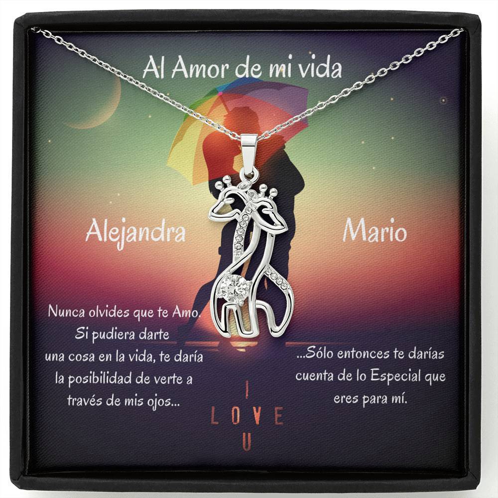 Regalo para el amor de tu vida - Collar 2 Jirafas. Personaliza la tarjeta, ten por seguro que le encantará. Jewelry 