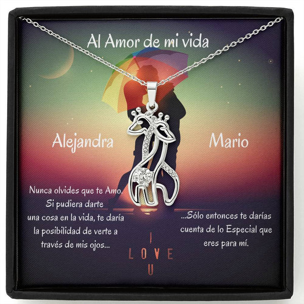 Regalo para el amor de tu vida - Collar 2 Jirafas. Personaliza la tarjeta, ten por seguro que le encantará. Jewelry 