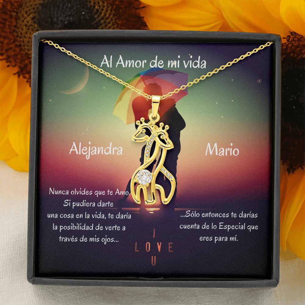 Regalo para el amor de tu vida - Collar 2 Jirafas. Personaliza la tarjeta, ten por seguro que le encantará. Jewelry 