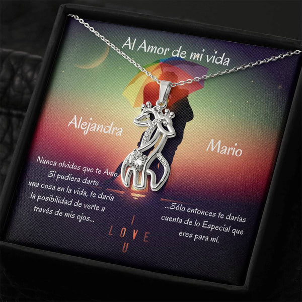Regalo para el amor de tu vida - Collar 2 Jirafas. Personaliza la tarjeta, ten por seguro que le encantará. Jewelry 