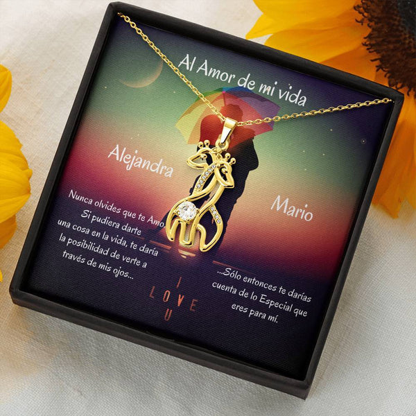 Regalo para el amor de tu vida - Collar 2 Jirafas. Personaliza la tarjeta, ten por seguro que le encantará. Jewelry 