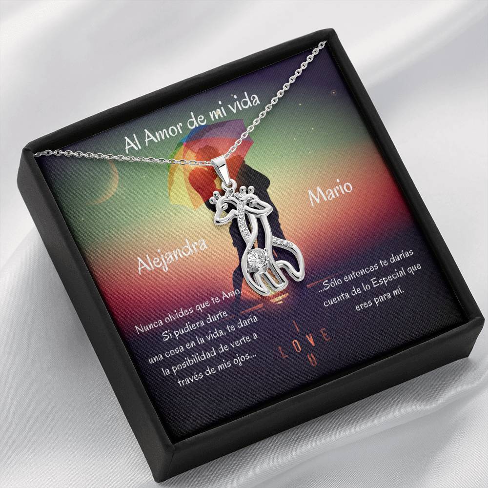 Regalo para el amor de tu vida - Collar 2 Jirafas. Personaliza la tarjeta, ten por seguro que le encantará. Jewelry 