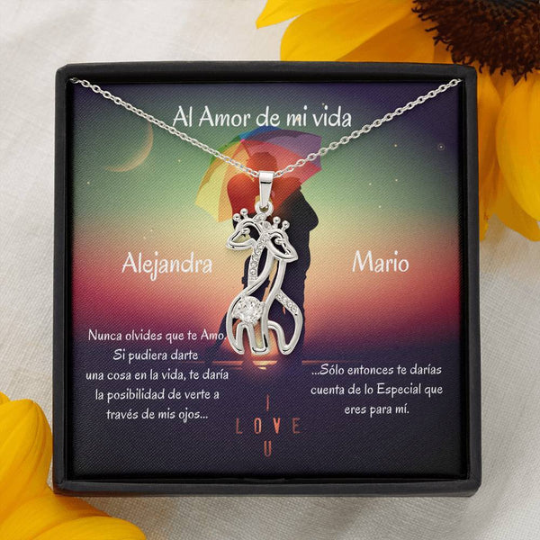 Regalo para el amor de tu vida - Collar 2 Jirafas. Personaliza la tarjeta, ten por seguro que le encantará. Jewelry 