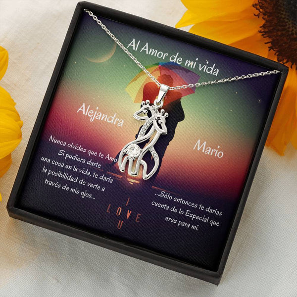 Regalo para el amor de tu vida - Collar 2 Jirafas. Personaliza la tarjeta, ten por seguro que le encantará. Jewelry 