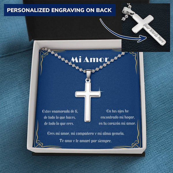 Regalo para el hombre de tu vida - Collar cruz personalizada Jewelry ShineOn Fulfillment Caja de regalo Incluida 