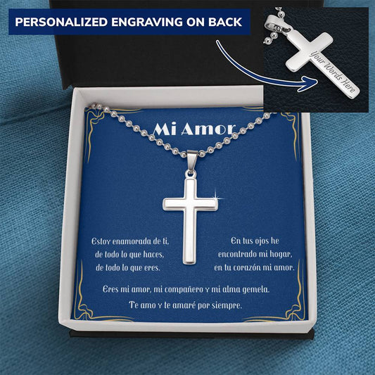 Regalo para el hombre de tu vida - Collar cruz personalizada Jewelry/EngravedCross 