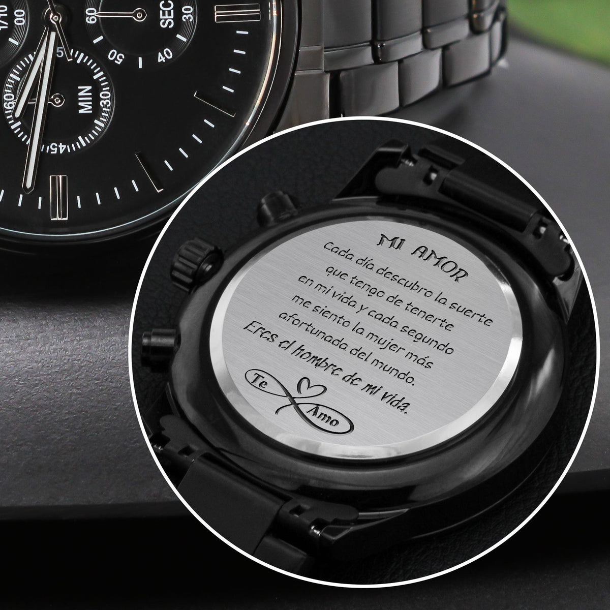 Regalo para el Hombre de tu Vida - Reloj cronógrafo Negro Jewelry/Watch 
