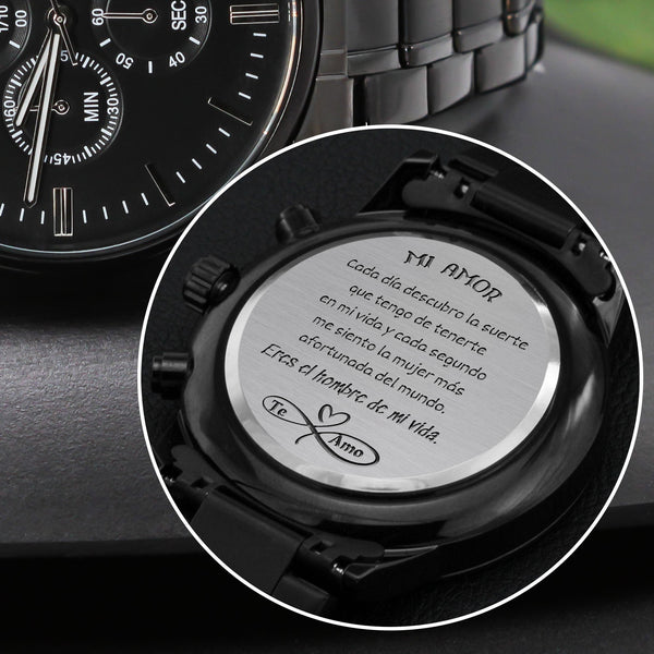 Regalo para el Hombre de tu Vida - Reloj cronógrafo Negro Jewelry/Watch 