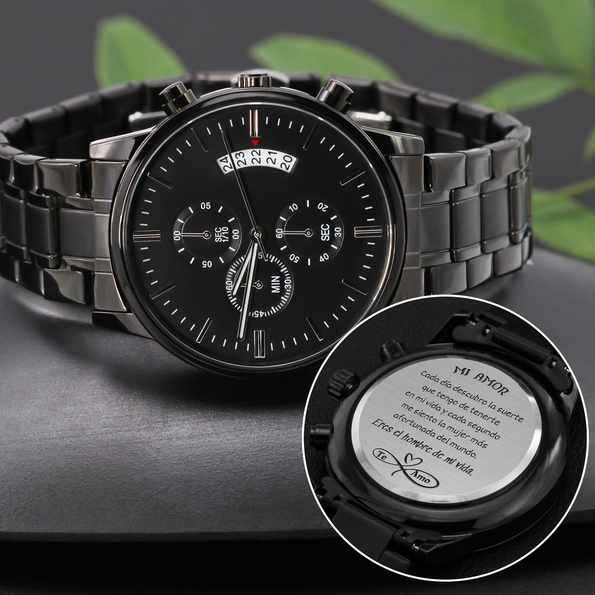 Regalo para el Hombre de tu Vida - Reloj cronógrafo Negro Jewelry/Watch 