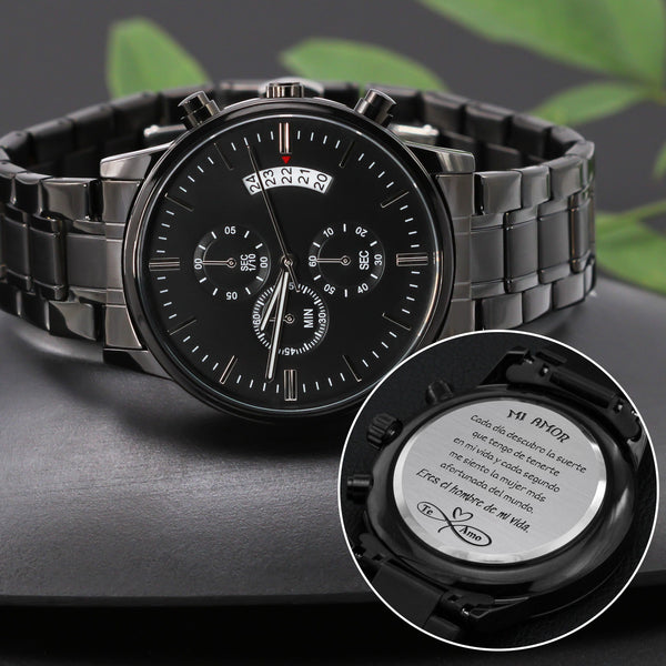 Regalo para el Hombre de tu Vida - Reloj cronógrafo Negro Jewelry/Watch 