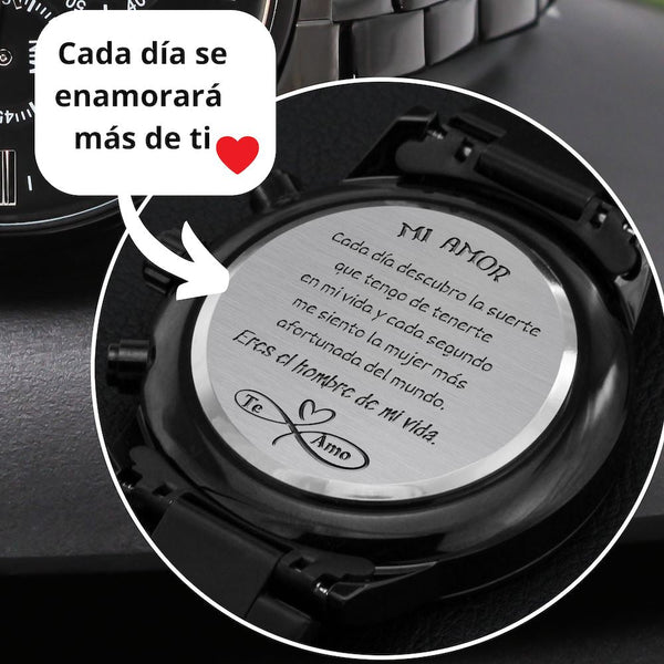 Regalo para el Hombre de tu Vida - Reloj cronógrafo Negro Jewelry/Watch 