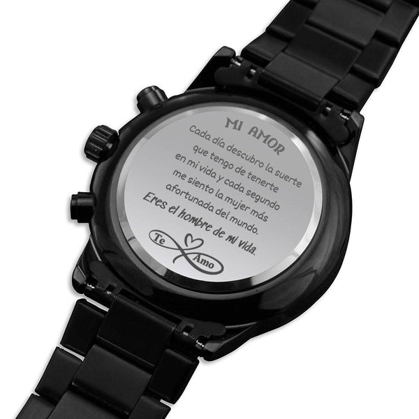 Regalo para el Hombre de tu Vida - Reloj cronógrafo Negro Jewelry/Watch 